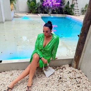 Boohoo Emerald Sequin Dress
